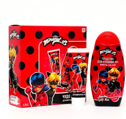 ЛЕДИ БАГ И СУПЕР КОТ набор подарочный чудо вокруг! средство д/купания 3в1 300мл,крем-уход 75мл